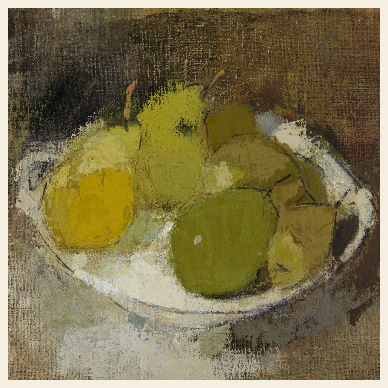 Poster Pears (Still Life in Green / Square) - Helene Schjerfbeck