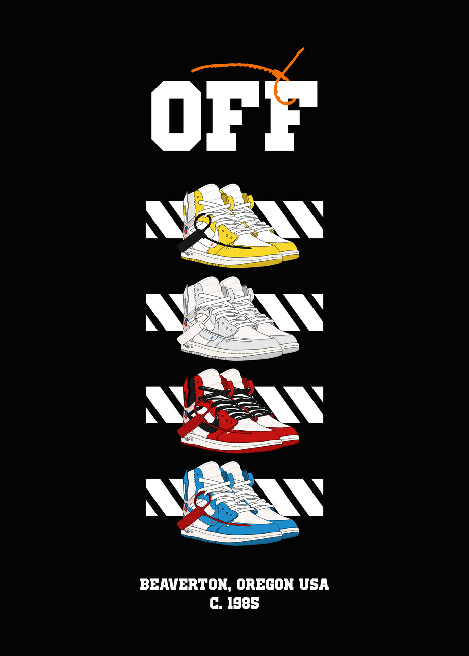 off white jordan 1 cartoon wallpaper