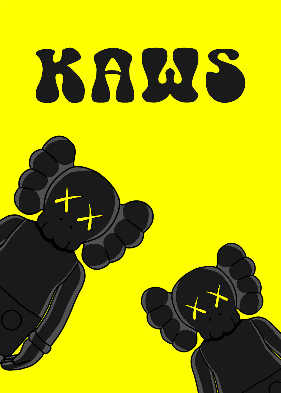 Poster the black doodle kaws | Wall Art | 3+1 FREE | UKposters