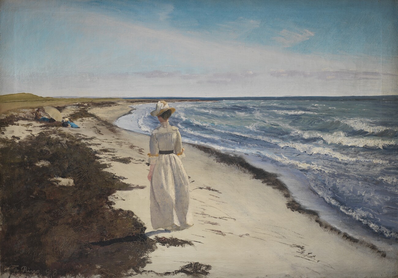 Poster Lady at Karrebæksminde Beach, Zealand, L. A. Ring | Wall