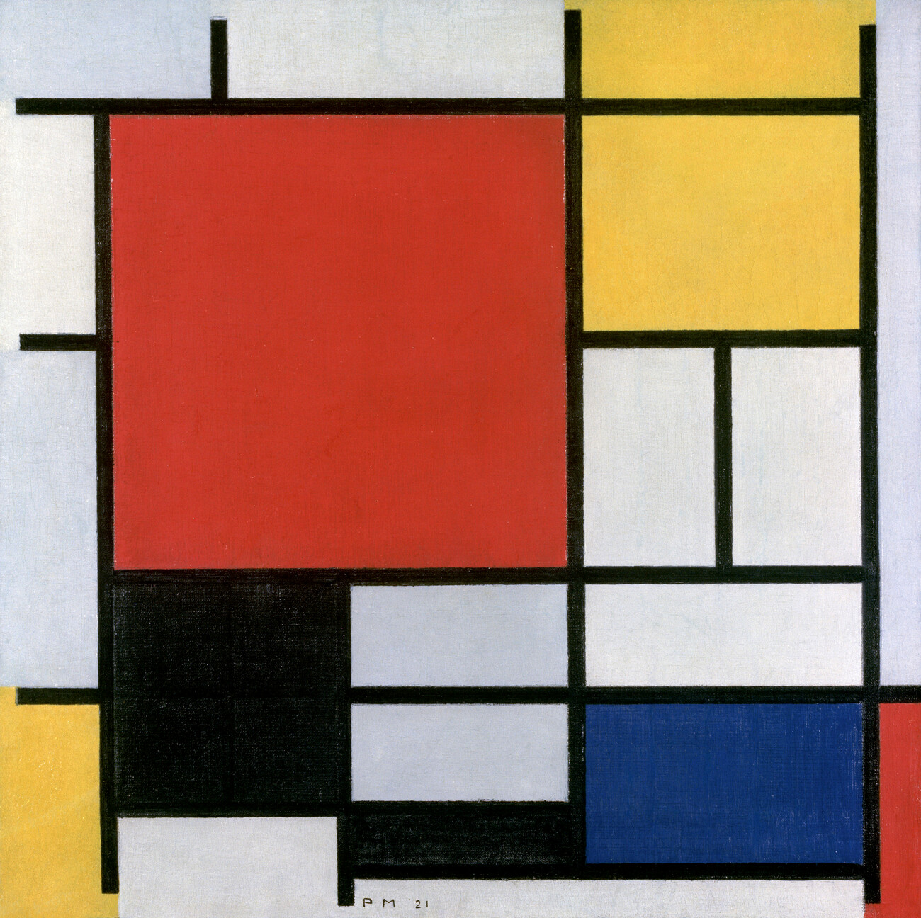 Poster Composition with large red plane, Piet Mondrian | Wall Art