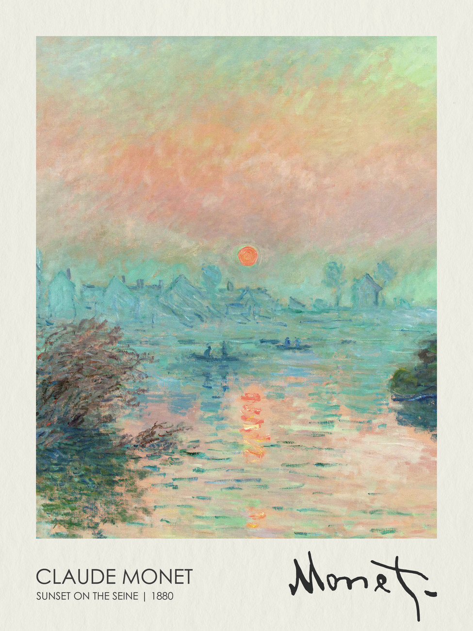 クロード・モネ「Sunset on the Seine at Lavacourt Poster Sunset on the Seine at Lavacourt (1880), Claude Monet
