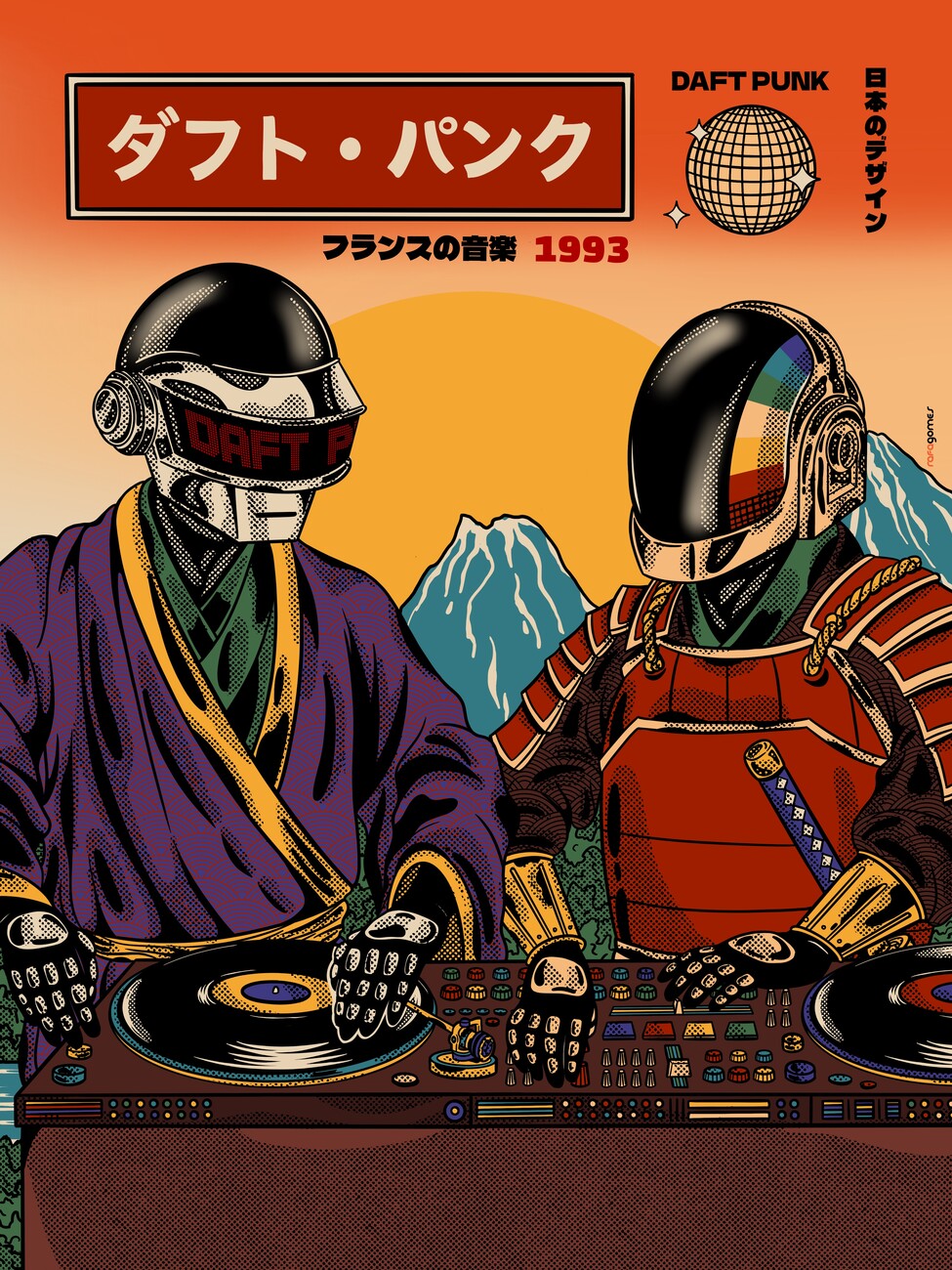 非売品 額入りDaft Punk ポスター DAFT PUNK poster autographed by Guy-Manuel de Homem-Christo and