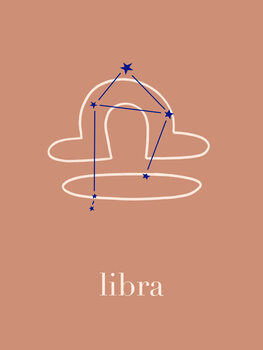 Poster Zodiac - Libra - Terracotta