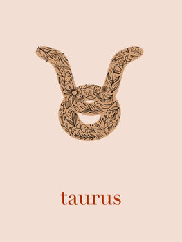 Poster Zodiac - Taurus - Floral Blush