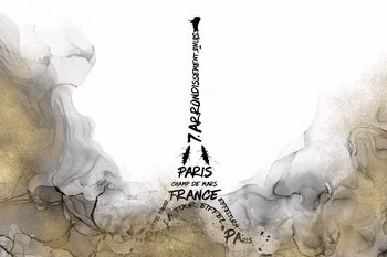 Poster ALCOHOL INK Eiffel Tower Typography