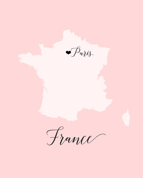 Poster France silhouette map in pink