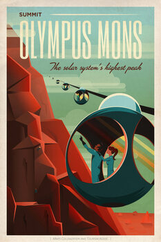 Poster Olympus Mons Space X (Retro Intergalactic Travel on Mars)