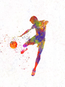 Poster soccer player in watercolor