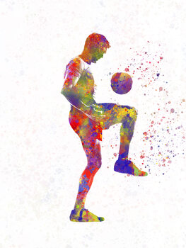 Poster soccer player in watercolor