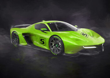 Sports car in watercolor