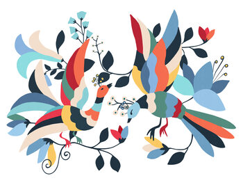Плакат Mexican Artwork - Love Birds