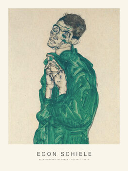 Poster Self Portrait in Green (Vintage Male Portrait) - Egon Schiele