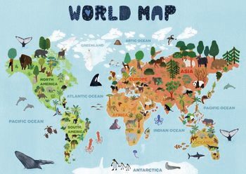 Poster World map for kids