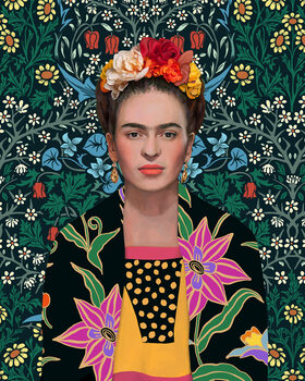 Poster Mexican woman with flowers