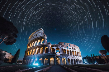 Póster Colosseum / Coliseum Rome Italy, Night Circumpolar Timelapse