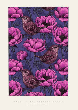 Poster Katerina Kirilova - Wrens in the Anemone Garden