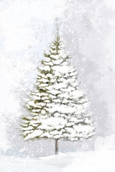 Poster Lone fir in the snow