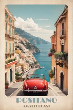 Poster Coastal Dreams: Vintage Travel Poster of Positano