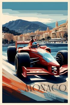 Poster Abstract Monaco Grand Prix: Vintage Racing Art Collection