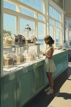 Poster Ice Cream Sunday in the style of Edward Hopper