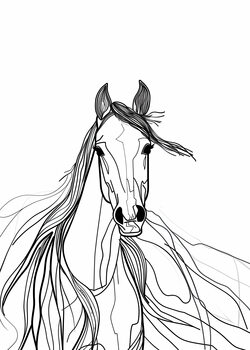 Poster Line Horse