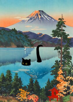 Cut Black Cat with Flower