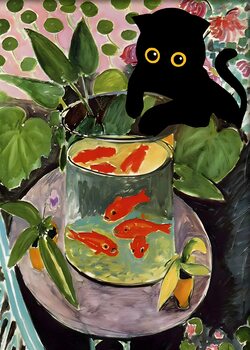 Cut Black Cat with Flower