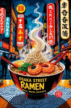 Timeless Taste Vintage-Inspired Ramen Japanese Art