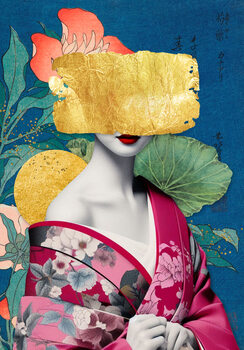 Plakat Japanese Gold Kimono Mask