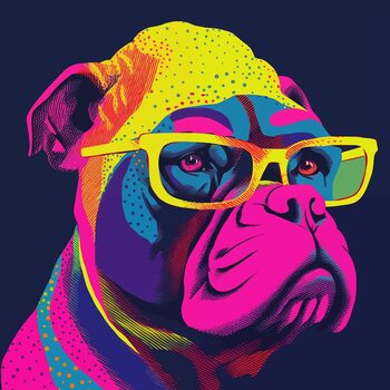 Poster Neon Pop Art Bulldog