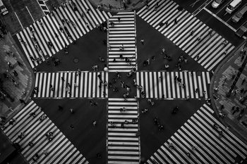 Poster people crossing