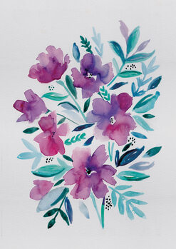 Poster Loose pink floral watercolour