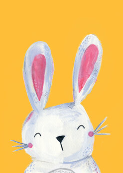Poster Woodland bunny on mustard