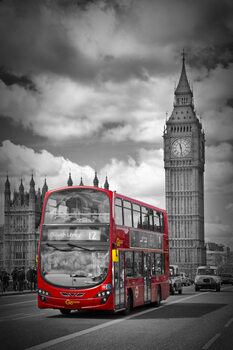 Плакат LONDON Houses Of Parliament & Red Bus