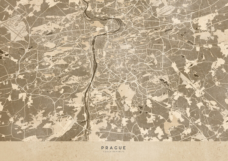 Poster Sepia vintage map of Prague