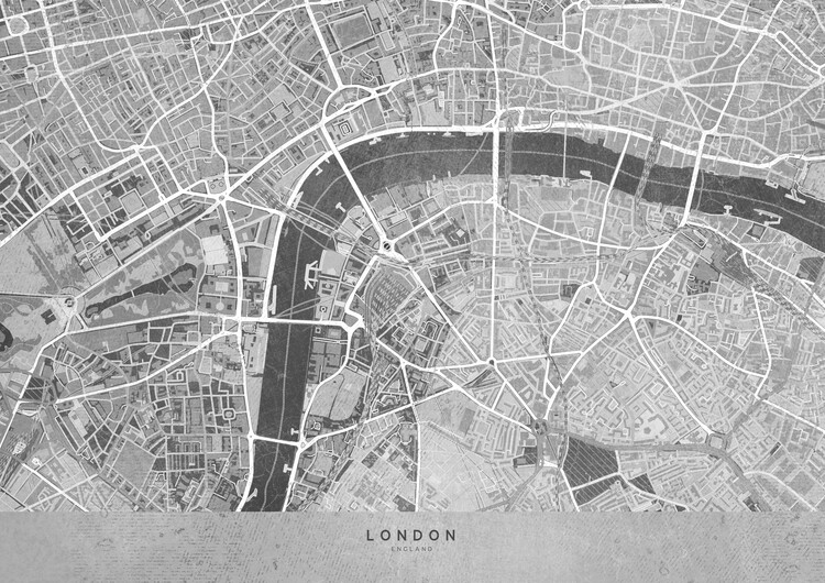 Poster Gray vintage map of London downtown
