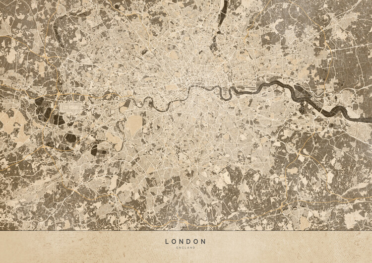 Poster Sepia vintage map of London