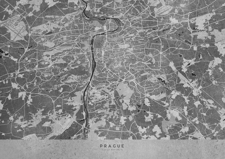 Poster Gray vintage map of Prague