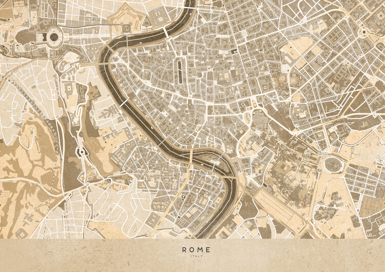 Poster Sepia vintage map of Rome