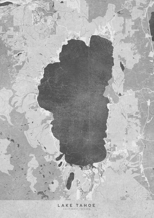 Poster Gray vintage map of Lake Tahoe