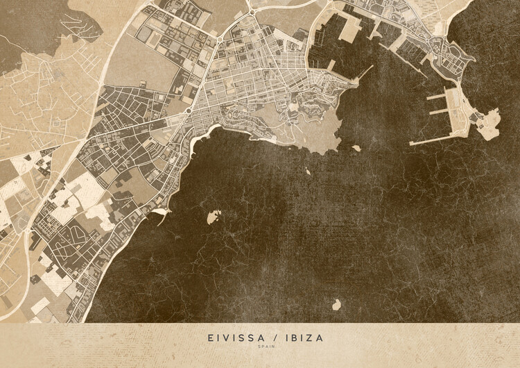Poster Sepia vintage map of Ibiza