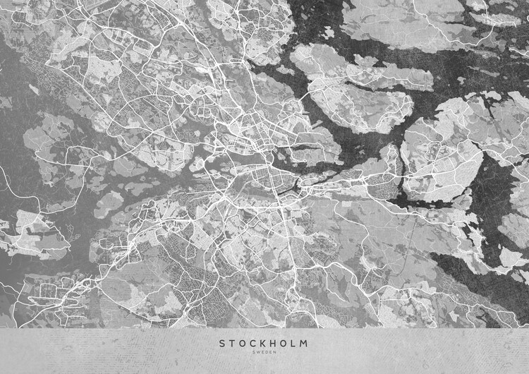 Poster Gray vintage map of Stockholm