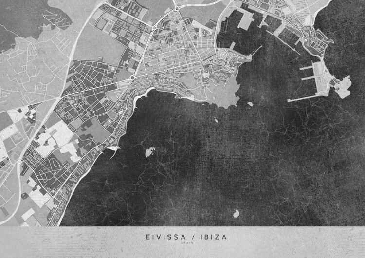 Poster Gray vintage map of Ibiza