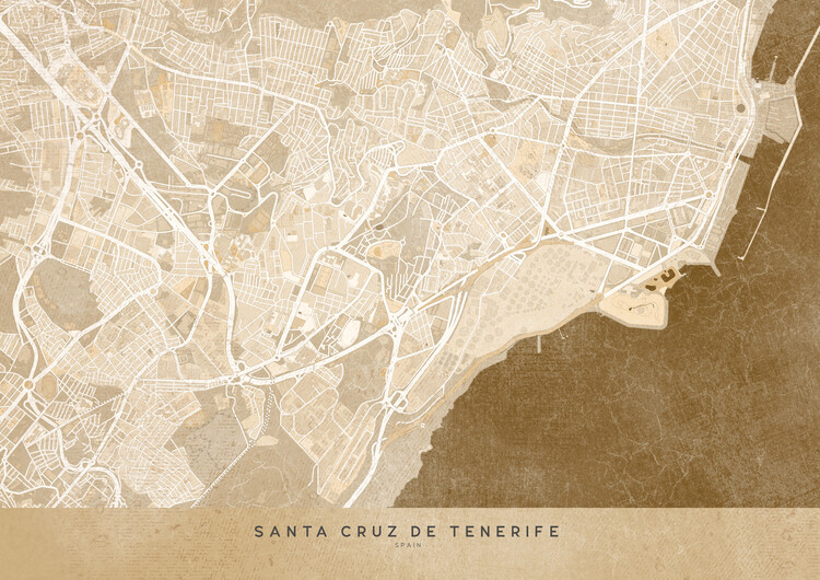 Canvas Print Sepia vintage map of Santa Cruz de Tenerife