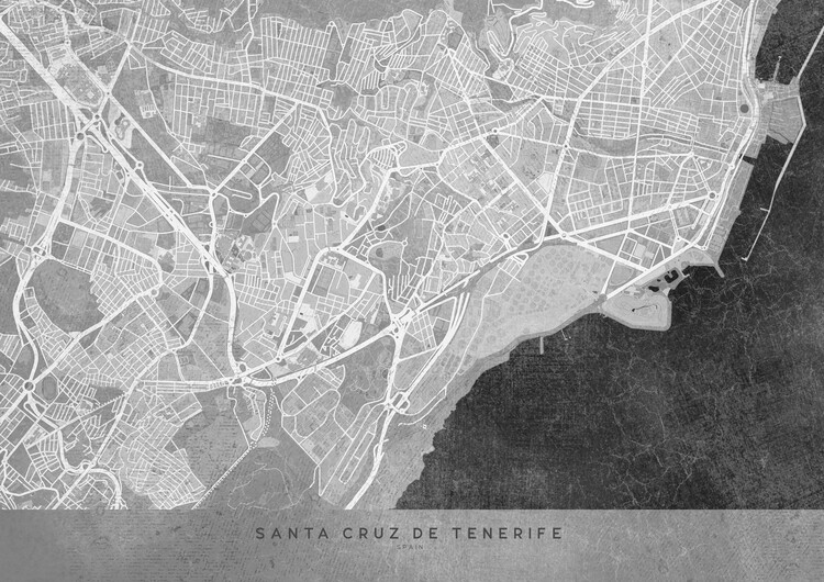 Canvas Print Gray vintage map of Santa Cruz de Tenerife