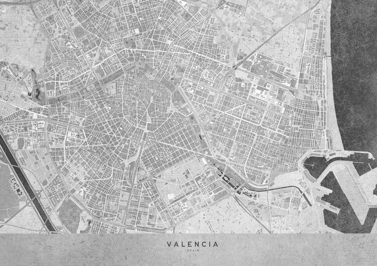 Canvas Print Gray vintage map of Valencia