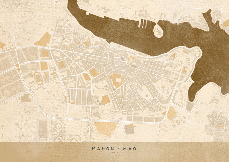 Poster Sepia vintage map of Mahon