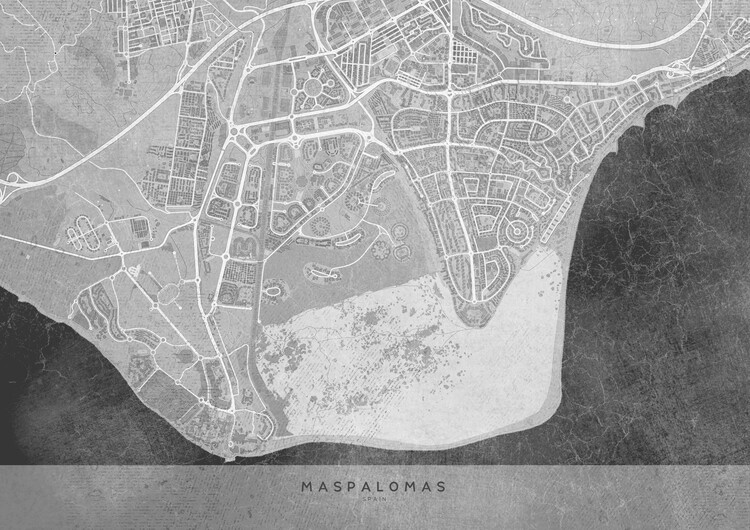 Canvas Print Gray vintage map of Maspalomas