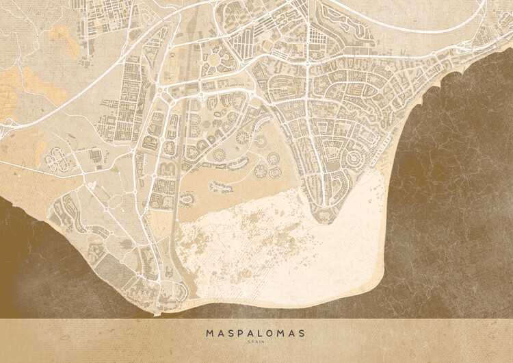 Canvas Print Sepia vintage map of Maspalomas